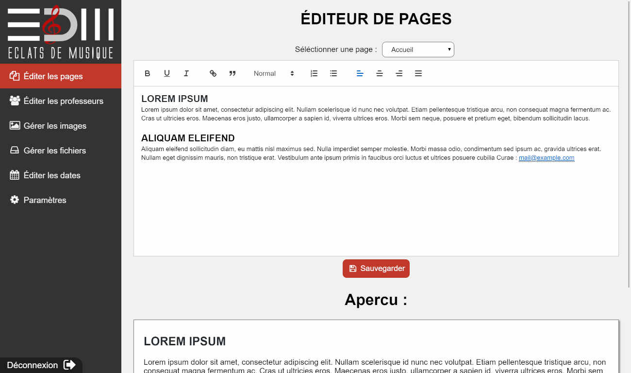 Page d'édition